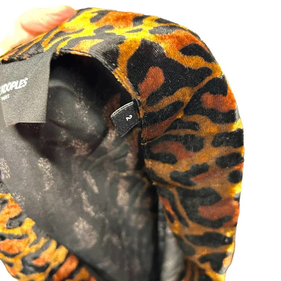 The Kooples Fire Brown Velvet Skirt Leopard Print Front Zipper Size 2 Medium - Picture 8 of 10